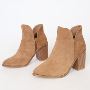 Lulus Martella Tan Suede Ankle Booties Beige - Size 7